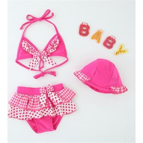 European Style dot Girls Bikini Newly Two-piece Cute Children Swimwear bow summer Beach Bathing Suit