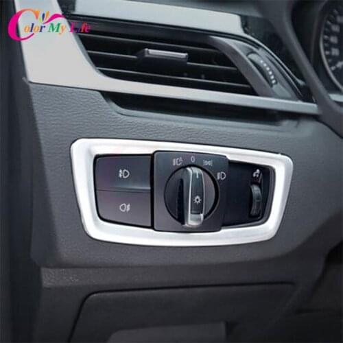 1Piece Car Headlight Switch Protection Trim Headlights Switch Decoration Circle Sticker for BMW X1 F48 2016 2017 LHD Accessories