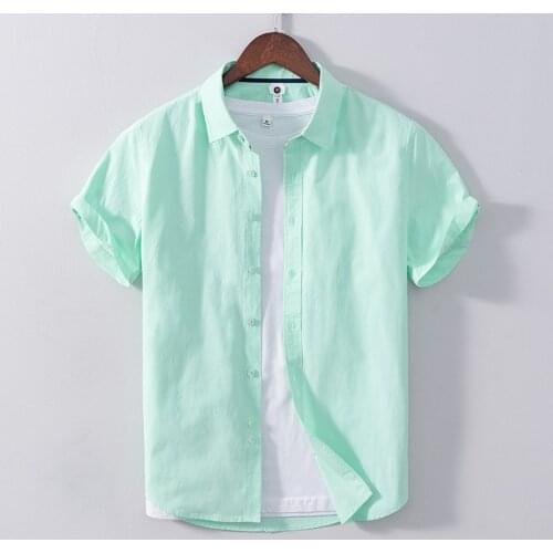 100% Cotton new arrival short sleeve solid brand shirts men fashion comfortable shirt men camisa chemise tops mens clothes