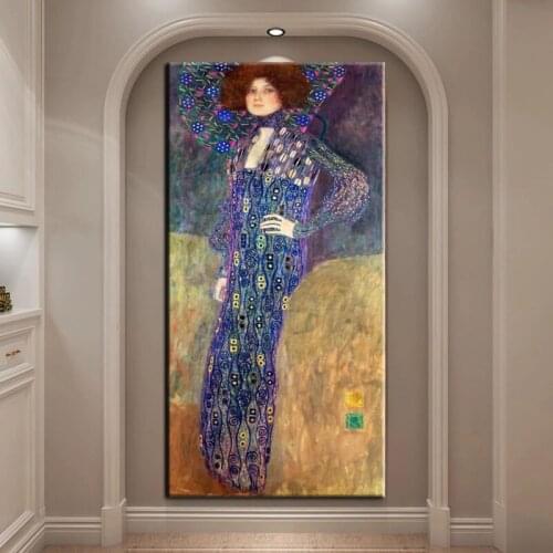 100% Hand Painted Handmade Gustav Klimt Portrait of Emilie Flöge Oil Painting On Canvas Room Home Decor canvas Wall Pictures
