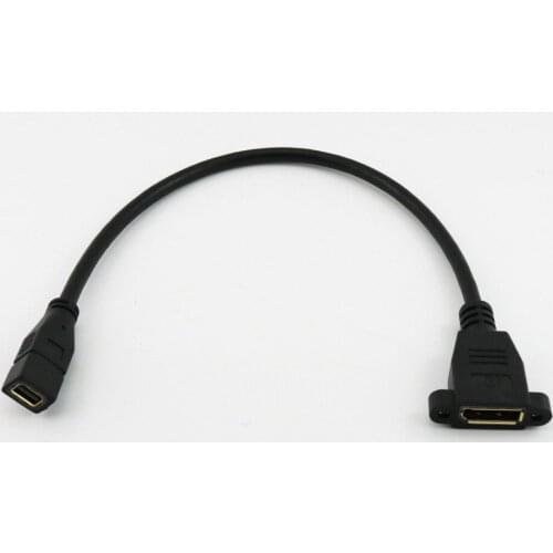 1x Display Port DP Female Panel Mount to Mini Display Port Female Cable Cord 30cm/1ft