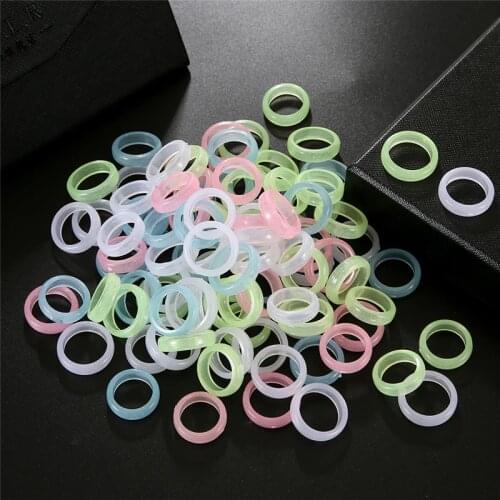 10pcs/lot Mixed Color Luminous Ring For Women Men Colorful Finger Rings Glow In The Dark Fashion Jewelry Gift