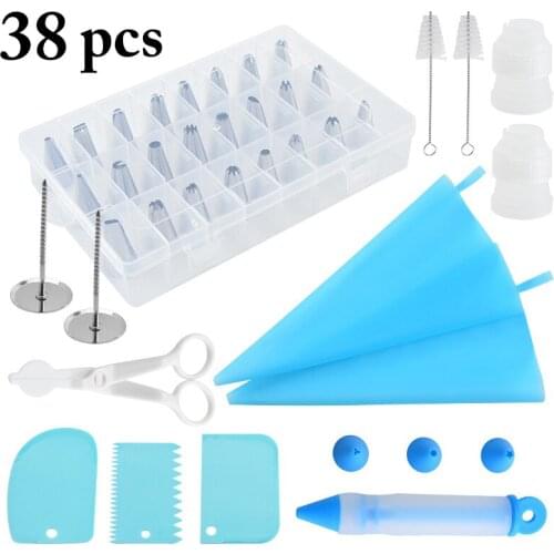 38Pcs/Set Cake Decorating Supplies Silicone Nonstick Baking Accessories Baking Tools Piping Nozzle Set Baking Supplies Sets