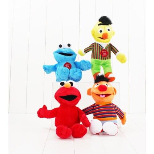 4 Styles Sesame Street Plush Toys Elmo Cookie Guy Ernie Bert Soft Stuffed Doll Gift for Children