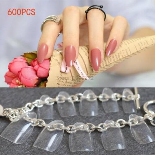 600pcs Pointed Nail Tips Nail Art Tips Long False Nails Artificial Full Cover Fake Nails Professional Manicure New