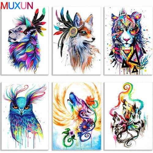 Muxun Full Square/Round Drill 5D Diy Diamond Painting "Animal Colorful Paintings"3D Embroidery Cross Stitch 5D Home Decor Jq188