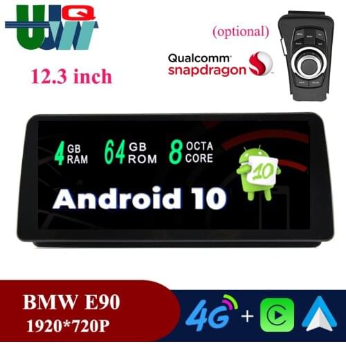 UJQW 12.3" Car Multimedia Headunit 1920*720P IPS Screen Wireless Carplay Android Auto for BMW 3 Series E90 E91 E92 E93 4G 64G