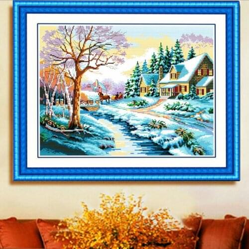 Free shipping Needlework,DIY Cross stitch,43x53cm snow cross stitch room decoration