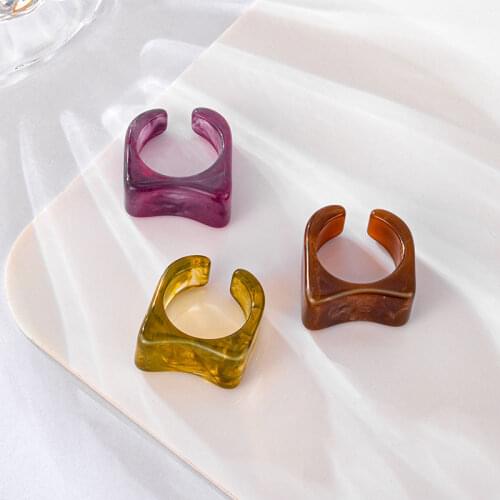 BFH New Acrylic Resin Rings for Women Geometric Rhinestone Rings Square Round Rings 2021Jewelry Party Travel Gifts Men’s Rings