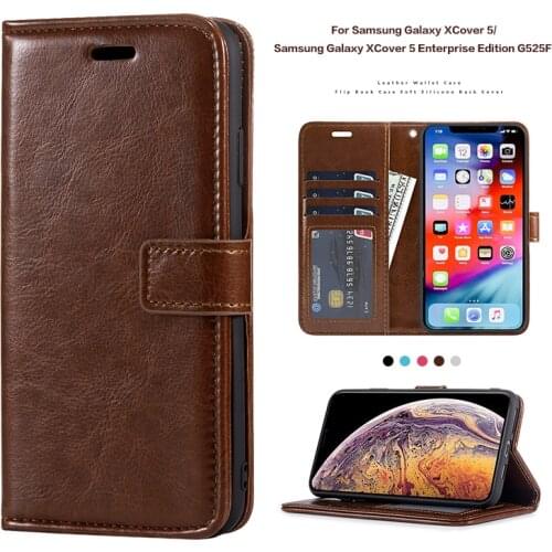 PU Leather Flip Case For Samsung Galaxy XCover 5 Card Holder Silicone Photo Frame Case Wallet Cover Business Case
