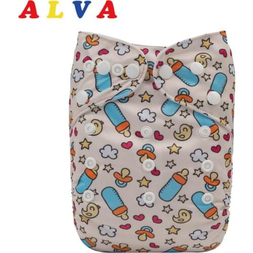 ALVABABY Baby Cloth Diaper Eco-Friendly Reusable Adjustable Diapers Washable Cloth Nappy with 1pc Reusable Insert