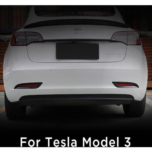 For Tesla Model 3 2018 2019 Carbon Fiber Rear fog Light Trim cover Exterior Modification refit Accessories ABS Chromium Styling