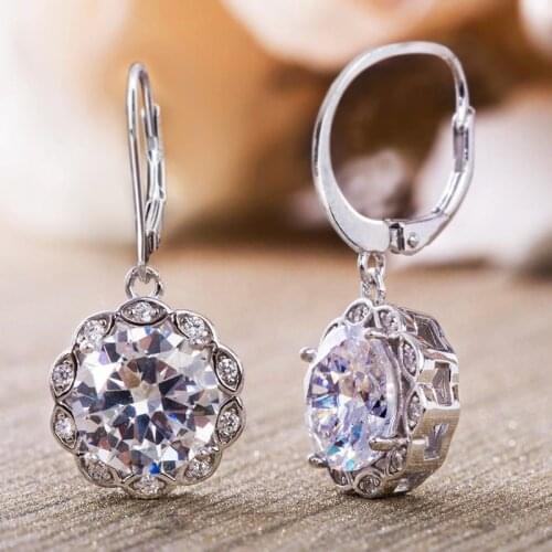 Huitan High Quality Crystal Zircon Women Drop Earrings Graceful Female Accessories Fine Anniversary Gift Classic Earring Jewelry