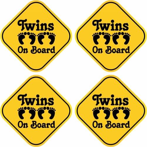 Interesting TWINS ON BOARD Cute Footprints Car Sticker Accessories KK Vinyl PVC 12cm*12cm Motorcycle Laptop Decal Car Styling