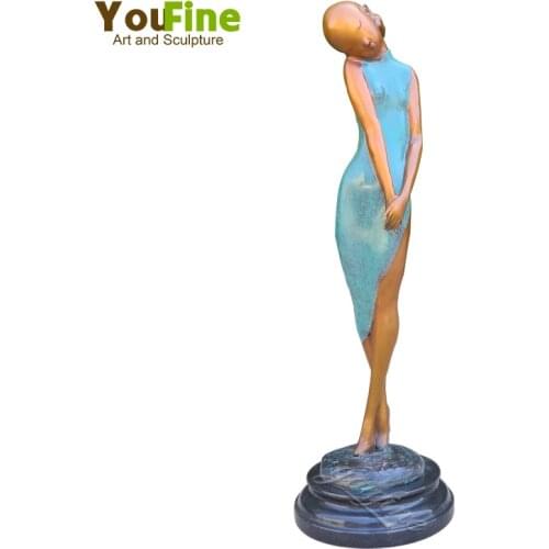 Classical Woman Statue Bronze Female Sculpture With Marble Base High-end Art Crafts For Home Office Decoration Ornament