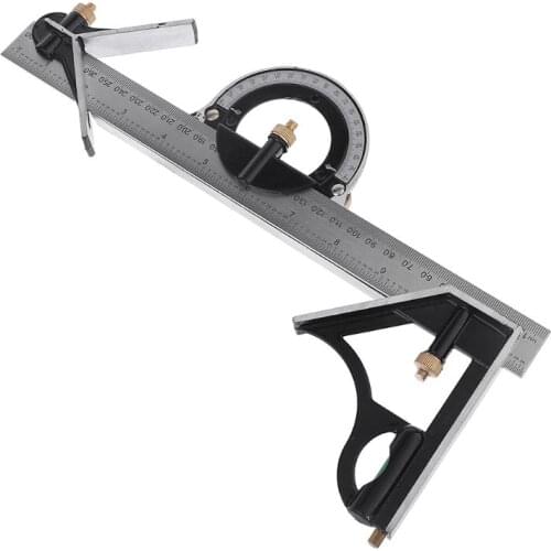 12" Combination Protractor Tri-Square Angle Ruler Machinist Stainless Steel Measuring Tools Professional