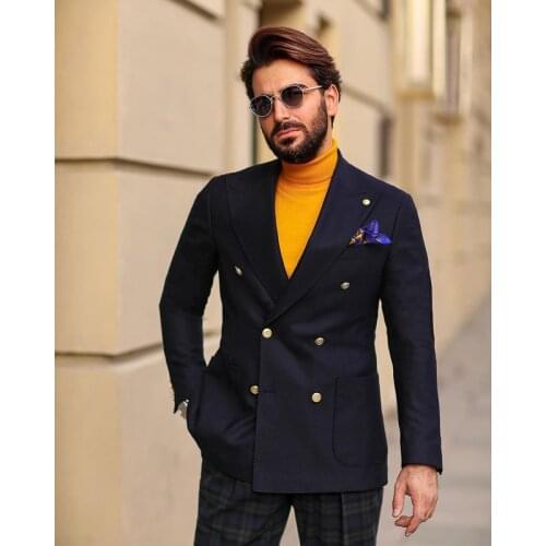 Handsome High-end Tuxedo Business Double Breasted Groom Wedding Clothing High Quality Party Prom Suit Jacket 1 Piece