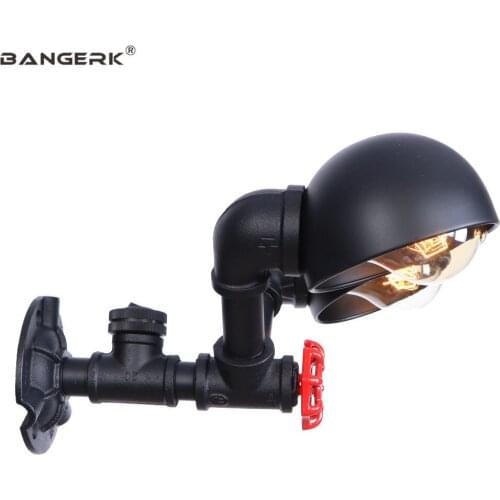 Loft Decor Double Water Pipe Wall Lamp Retro Industrial Edison Lights Wall Sconce Black Iron LED Wall Light Home Lighting