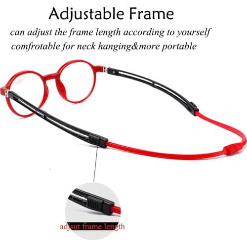 MGHBHS Magnetism hanging neck reading glasses for both men and women portable telescopic magnetic glasses legs