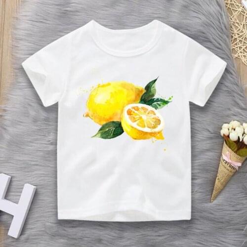 Fashion Funny Fruit Lemon Costume Printed T Shirt Hand Drawn Painted Boy/Girl/Baby Hipster O-neck Cool Tee Brand Clothing 2-10t
