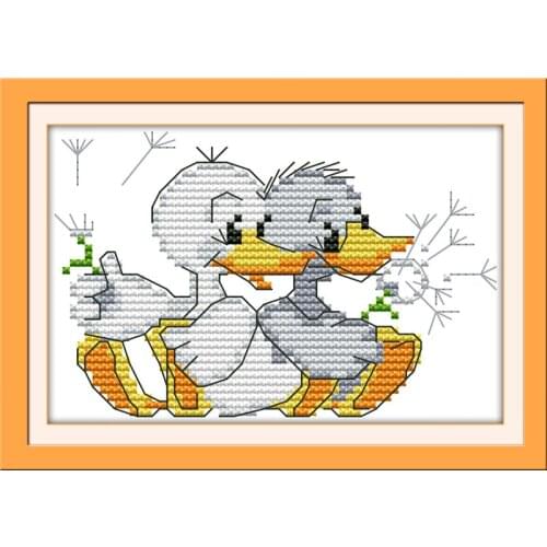 Two little ducks Beginner Cross Stitch Kits Printed Canvas DMC Counted printed Cross-stitch set Embroidery Needlework Kit DIY