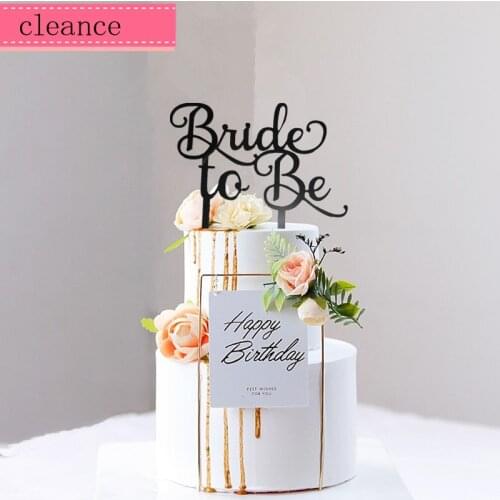 New design bride to be cake topper wedding topper black acrylic engagement cake decorating supplies