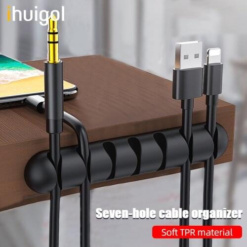 Ihuigol Silicone USB Cable Organizer 7 Hole Winder Wires Cords Management For Headphone Mouse Cable Keyboard In Home Office Car