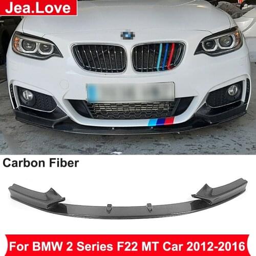 Real Carbon Fiber Car Front Bumper Lip Shovel Chin Body Styling Part For BMW 2 Series F22 M235i M220i MT Car 2012-2016