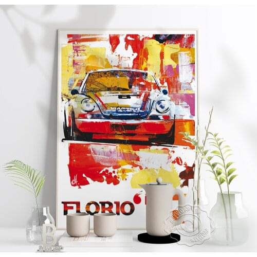 Florio Motor Racing Poster, Super Car Carrera Rsr Targa Florio 1973 Signature Reproduction Art Prints, Nostalgic Home Decor
