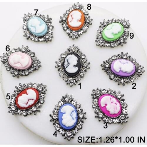 10pc/lot 25mm*32mm Human head Ancient silver Alloy Button DIY Accessories Wholesale Acrylic Buttons for Ribbon Flower Decoration