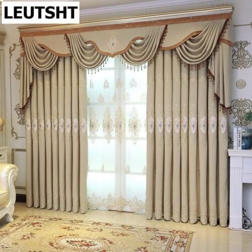 Luxury Curtains for Living Room Modern Window Curtain Valance Bedroom European Jacquard Embroidery Curtain Cloth