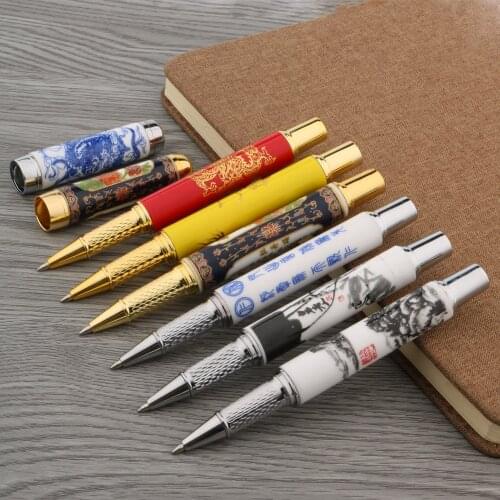 Luxury High quality RElegant ceramics Rollerball Pen Blue and white Cloisonne Retro elegante signature INK pen Office supplies