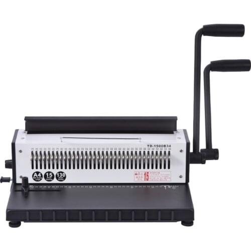 TD-1500B34 Manual Spiral Wire Binding Machine Metal 34 Punching Hole Square 4*4mm Photo Album A4 Paper Binder Puncher Machine