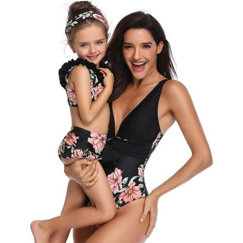 Matching Family Bathing Suits Mother Girl Bikini Bodysuit For Mom and Daughter Swimsuits Female Children Baby Kid Swimwear