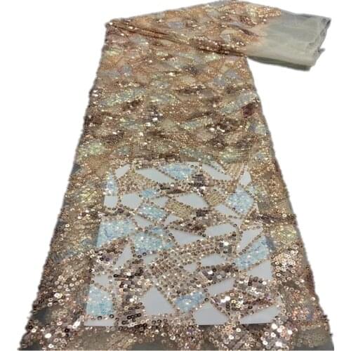 SJ Lace Sequins French Net Lace Fabric 2021 High Quality Embroidery Mesh Bridal Nigerian Tulle Lace Wedding Dress Sewing f5-88