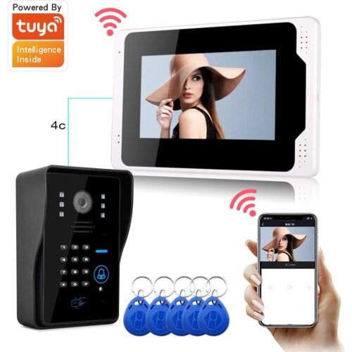 SmartYIBA Video Intercom 7 Inch Monitor RFID Password Wifi Wireless Video Door Phone Doorbell Camera Intercom System Android IOS