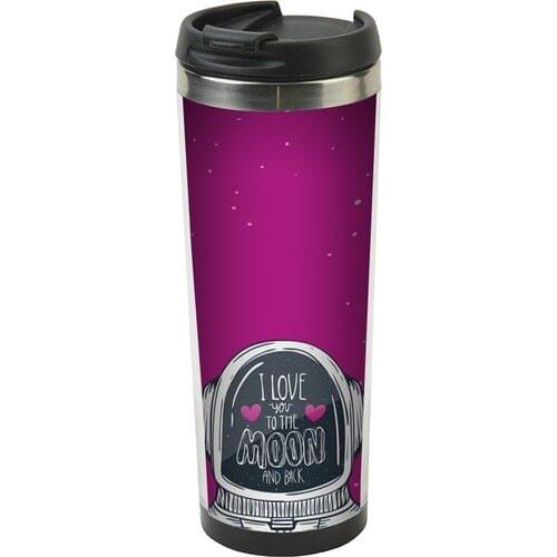Allmug In Steel Thermos-Pink/I Love You To The Moon And Back