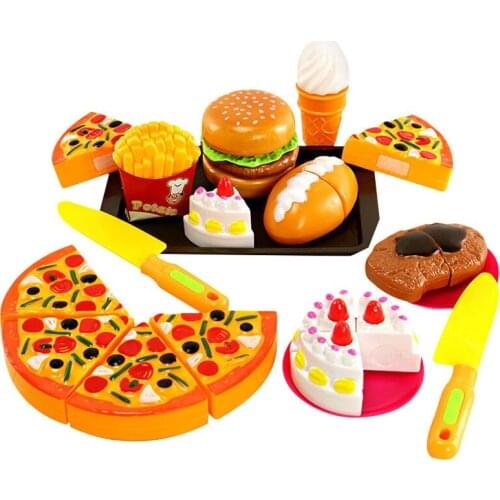 Simulation Food Children Pretend Kitchen Toys Hamburger Steak Pizza Fast Food Plate Set Pretend To Play Childrens Kitchen Game