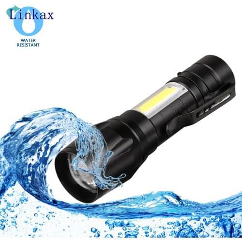 3 Mode XPE COB LED Flashlight USB Rechargeable ZOOM Torch Flashlight Built-in 14500 Battery Waterproof In Life Lighting Lantern