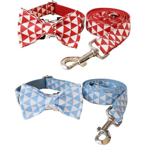 Triangle Dog Collar Traction Rope Bow tie Pitbull Personalized Engraved Pet Name Retailing Supplies Accessories