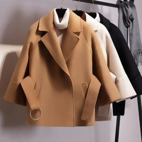 Women Short Woolen Coat Belt Jacket coats and jackets women coat
