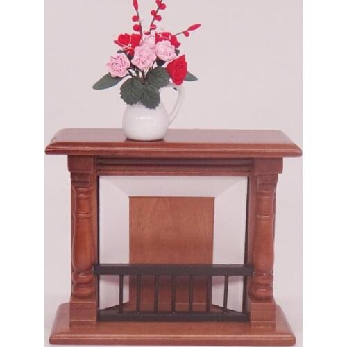1/12 Wooden Fireplace Model Kids Toy Miniature Doll House Furniture Accessory for Dollhouse Sitting Room Kids Pretend Play