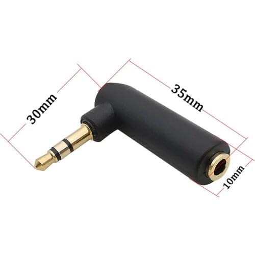 1/3/5 Pcs Gold-plated Right Angle 3.5mm Jack Female to 3.5mm Male Stereo Audio Plug L Shape Extension Converter Aux Connectors