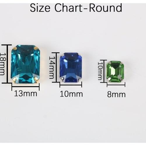 10x14mm 13x18mm Rectangle Shapes Crystal Glass Rhinestones with Golden Claw Sew on Gemstones For Garment Clothing Accessories