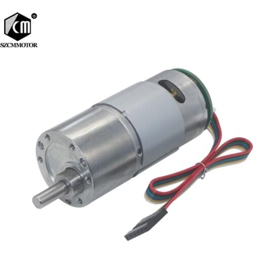 12VDC 8-1000RPM High Torque Speed Reduction Gear Motor with Holzer Encoder & Metal Gearbox Encoder Geared Motor