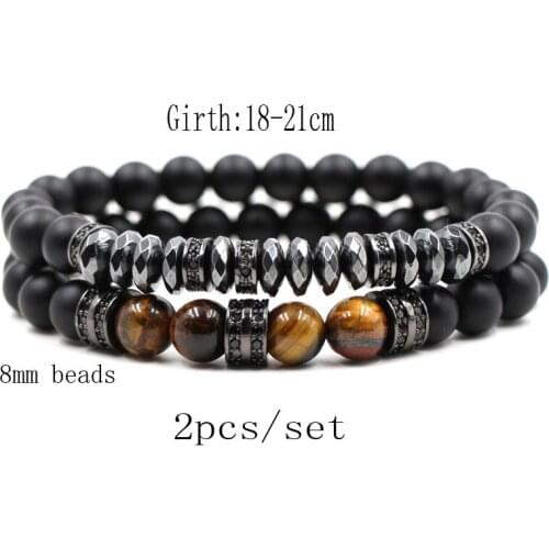 2019 Fashion Charm Alloy Micro Inlay Crystal Zircon Elastic Bracelet Black Pumice Stones Men Women Bead Bracelet Bangles Jewelry