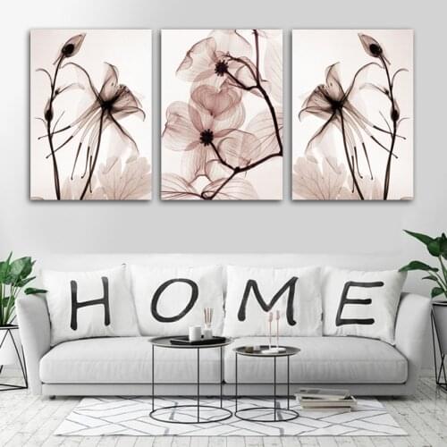3 Pcs Hot sell Transparent flowers canvas painting Modern Home Decoration Living Room or Bedroom Print Painting Wall picture
