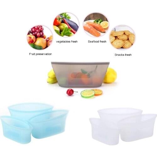 Silicone Food Storage Bag 3pcs/set Fresh Bowl Reusable Seal for Food Meat Fresh-keeping Bags Freezer Cooking Fresh Bags