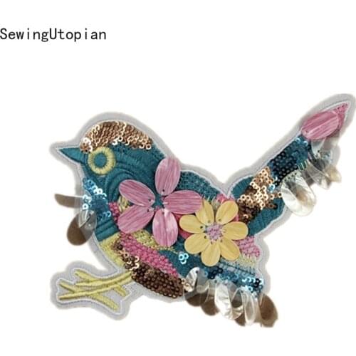 3D Paillette Sequin Embroidery Wings Birds Patch Applique Sew on Clothes Shirt Docarate Accessory Patchwork Diy
