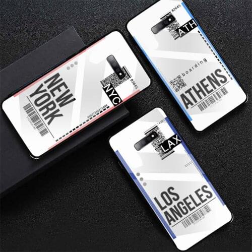 Air ticket USA city London Paris Tokyo Travel Phone Case Tempered glass For Samsung S6 S7 edge S8 S9 S10 e plus note8 9 10 pro